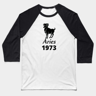 Black Aries Zodiac 1973 Baseball T-Shirt